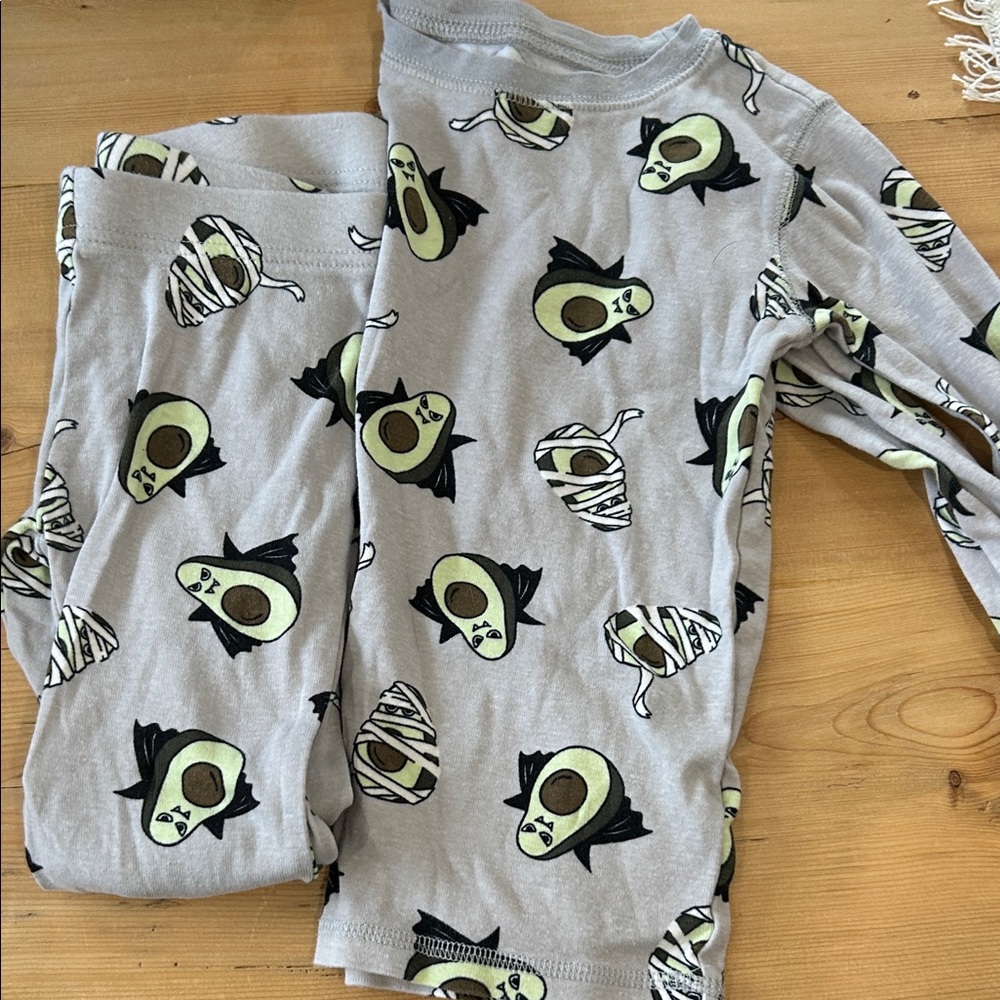 Old Navy Kids Gray Avocado Halloween Pajama Set
